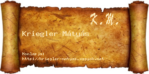 Kriegler Mátyás névjegykártya