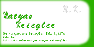 matyas kriegler business card